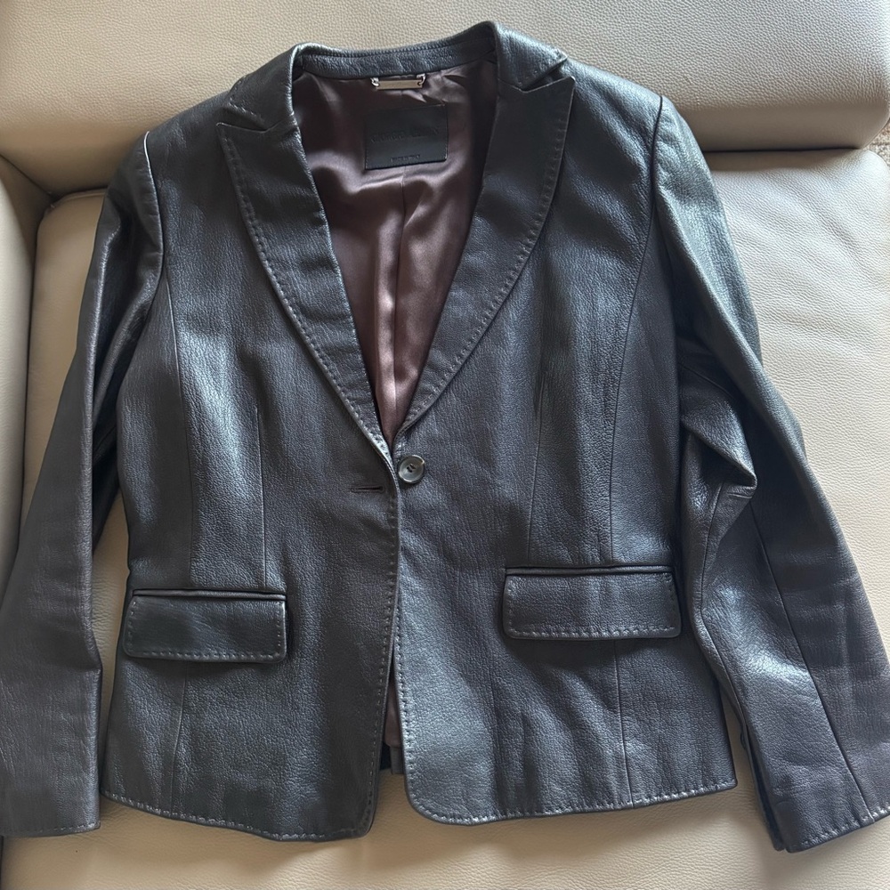 Giorgio Armani Dark Brown Leather Blazer
